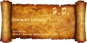 Harman Dezső névjegykártya